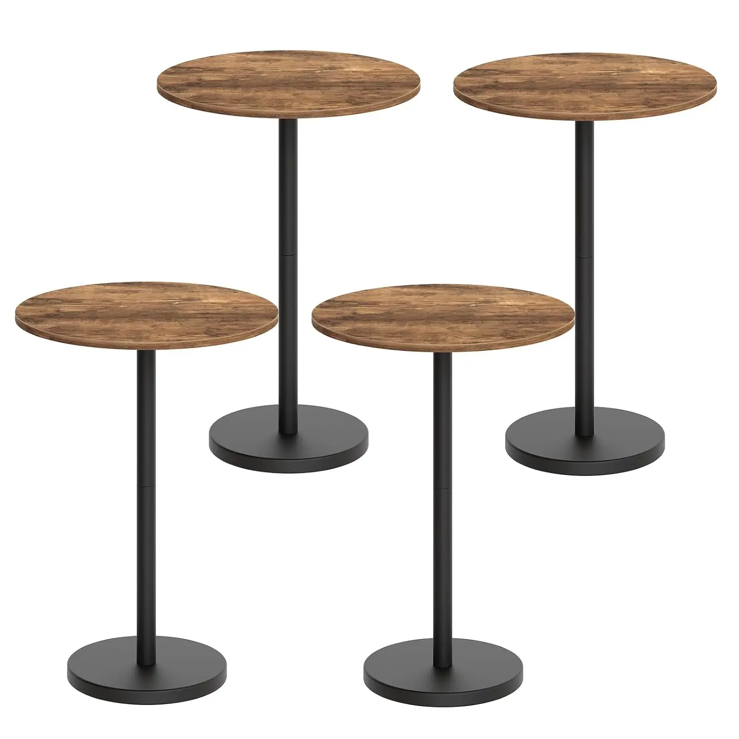 Bar Table, Round Bar Table Set of 4, Counter Height Table, Pub Cocktail Table, Metal Frame, for Bistro, Dining, Customized