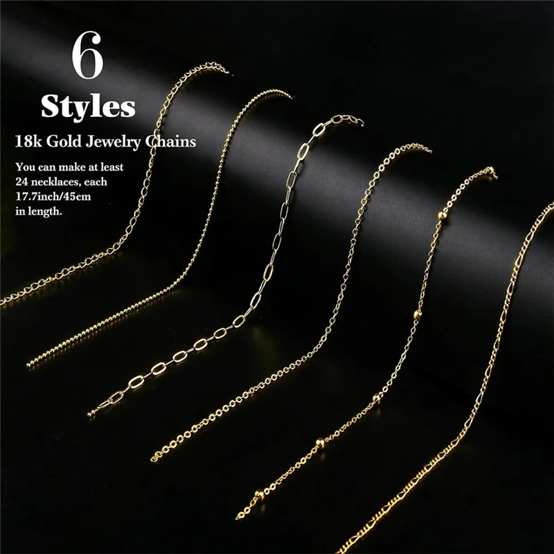 

NEW-Necklace Chains For Jewelry Making 6 Rolls Stainless Steel Jewelry Chains And Jewelry Making Chains With Lobster Clasps