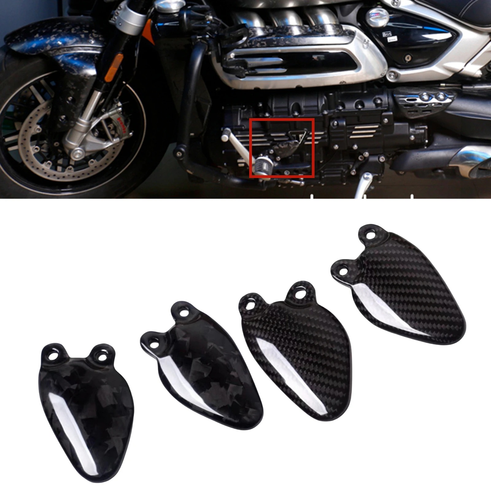 Motorcycle Carbon Fiber Foot Lever Pedal Heel Guard Cover Plate Footrest Rest Fairing For Triumph Rocket 3 Rocket3 GT 2020-2024 view 2