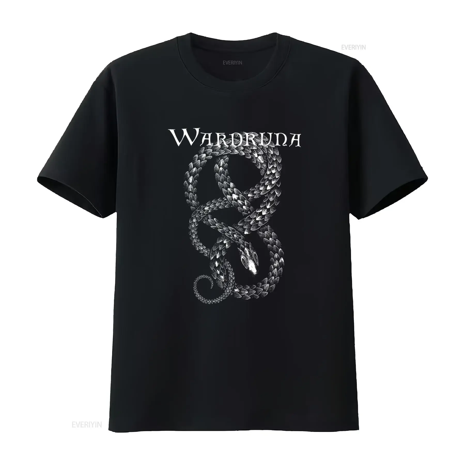 Wardruna Black T Shirt with Intricate Serpent Design Perfect for Mythology Lovers and Fashion Enthusiasts vintage Washed homme
