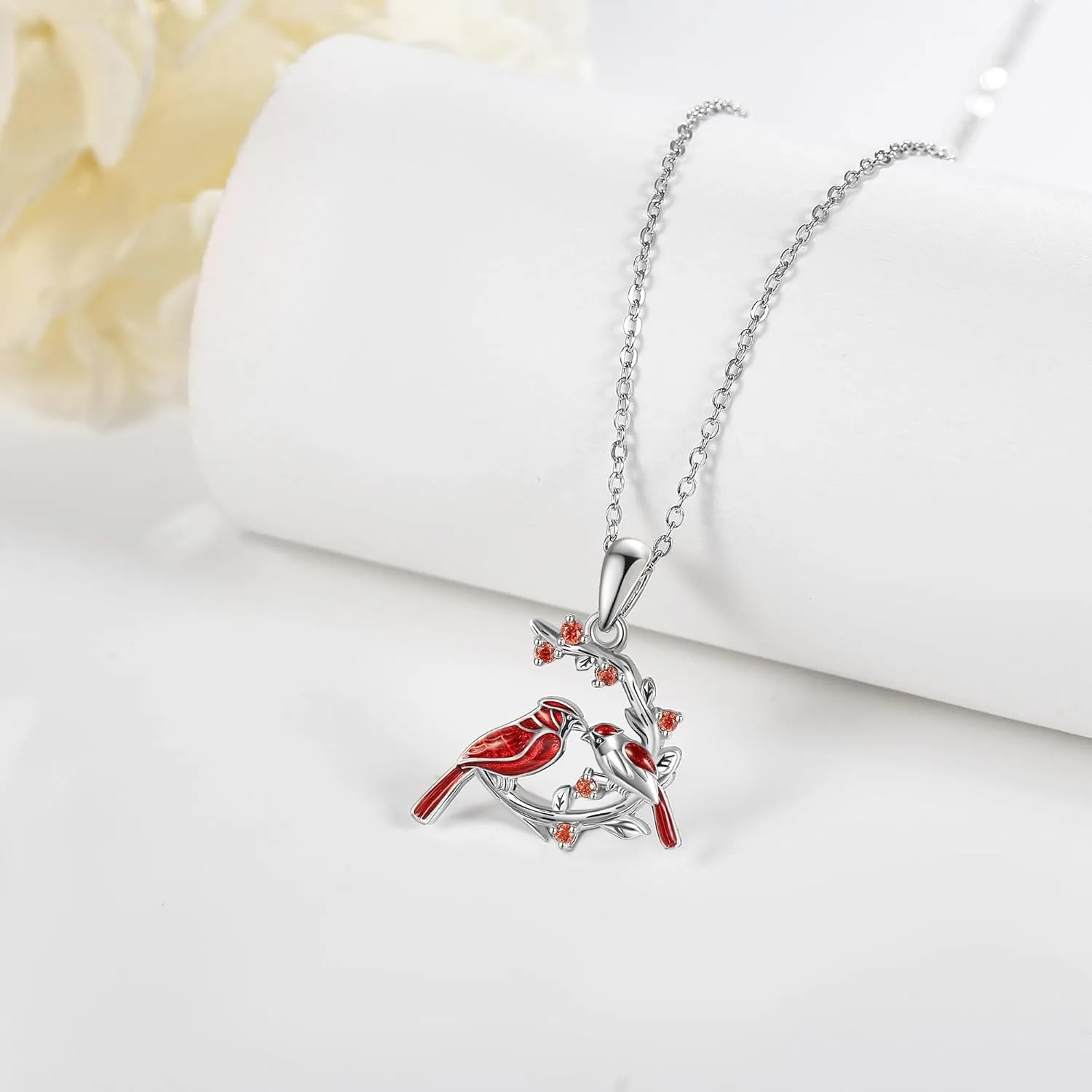 1Pc Creative Cardinal Tree Branch Pendant Necklace Fashion Men and Women Faith Jewelry Accessories Christian Couple Perfect Gift