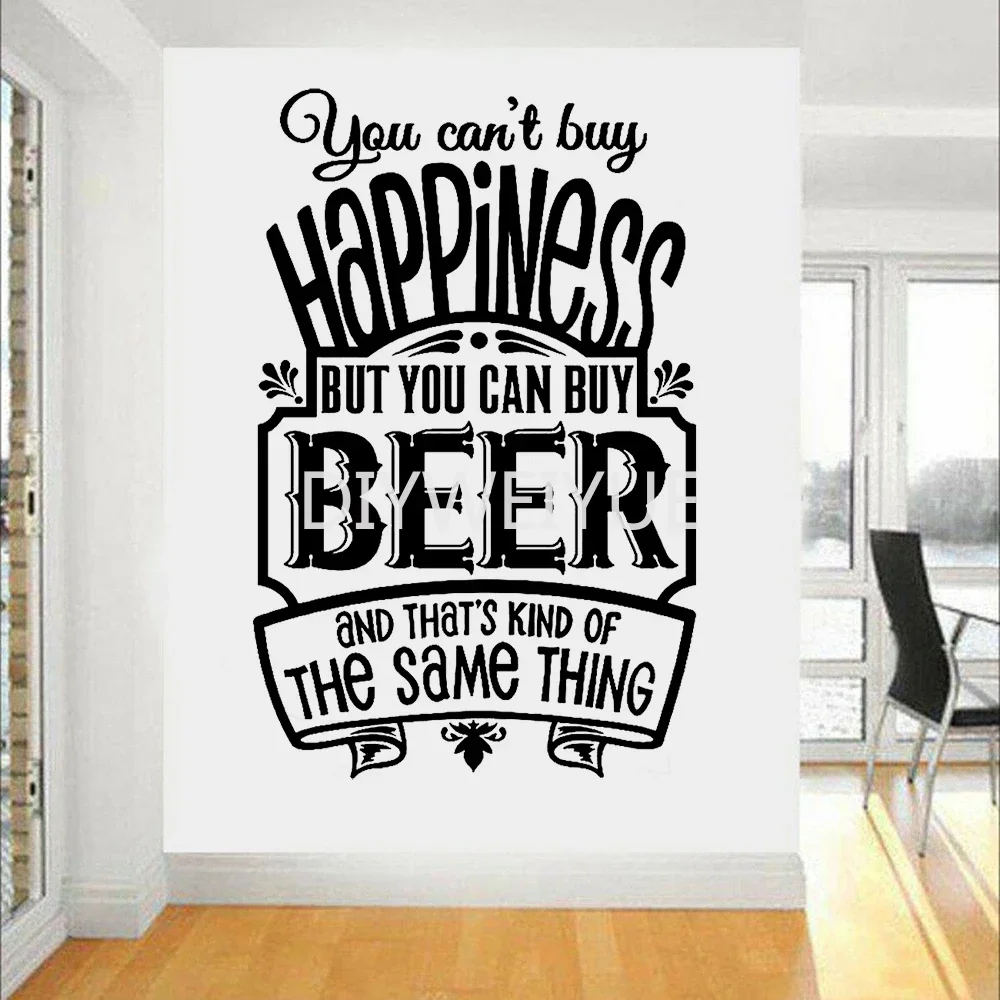 Restaurant Pub Beer Wall Decal Quotes You Can\'t Buy Happiness But You Can Buy Beer Bar Decor Sticker Vinyl Room Decoration G124