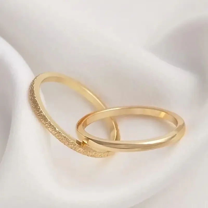 

14K Ring Pack Real Gold Sparkling Sand Ring with Bright Face Fashionable and Minimalist Wind Net Red Not Fading Combination Ring