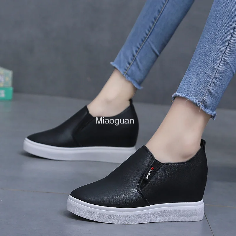 Women\'s Shoes New High Heel Lady Casual Woman Sneakers Leisure White Platform Wedge Shoes Height Increasing Shoes Spring Autumn