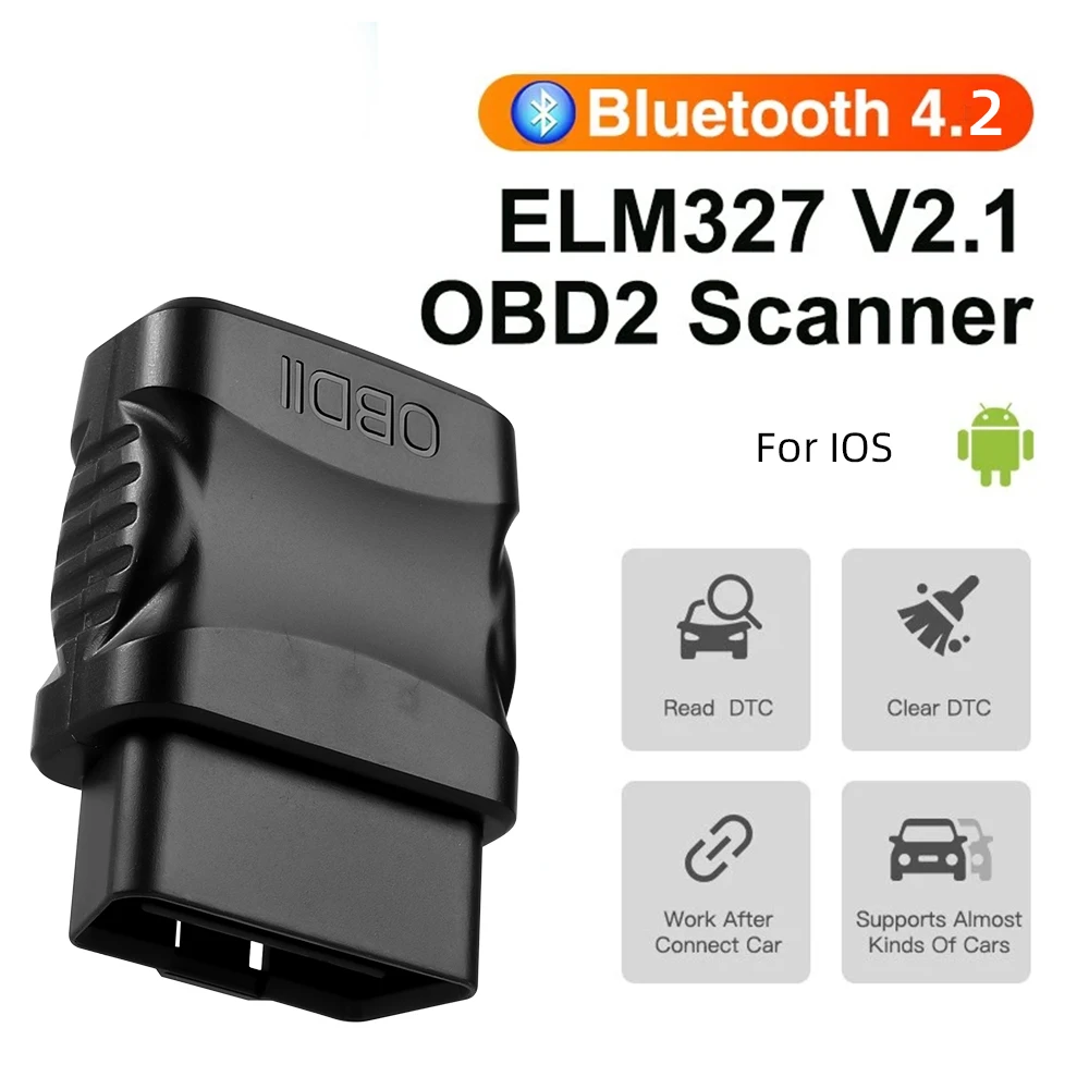 

ELM327 V1.5 V2.1 OBD2 сканер OBDII диагностический инструмент Bluetooth 4.2 автоматическое сканирование проверка света двигателя OBDII считыватель для IOS Android