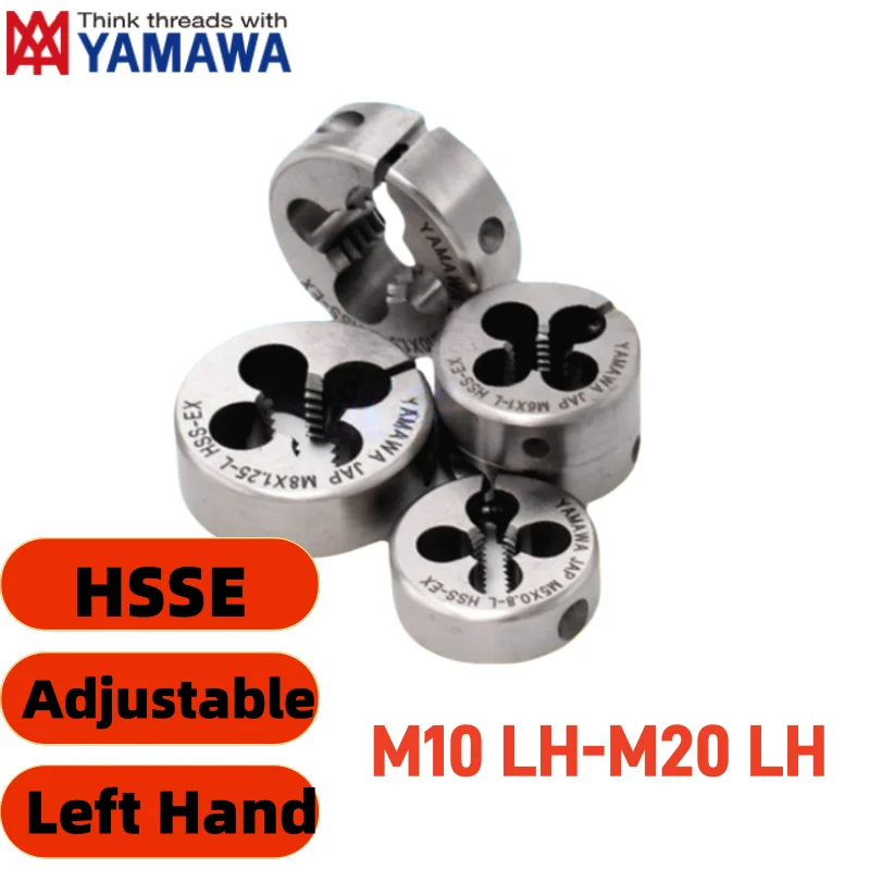 1PCS YAMAWA M10 LH-M20 LH HSSE Left Hand  Metric Adjustable Round Die M14M16M18M20M22X1L 1.5L 2L 2.5L  AR-D Screw Threading Dies