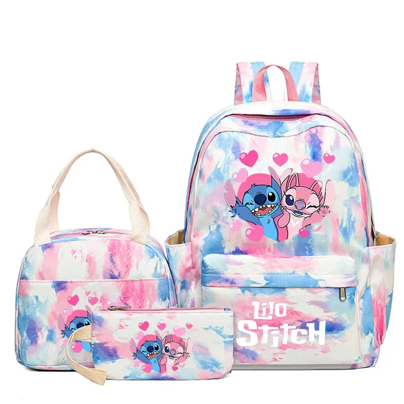 

3Pcs/set Disney Lilo Stitch Student Boy Girl Schoolbag Colorful Backpack Children Teenager Cartoon School Bookbag with Lunch Bag