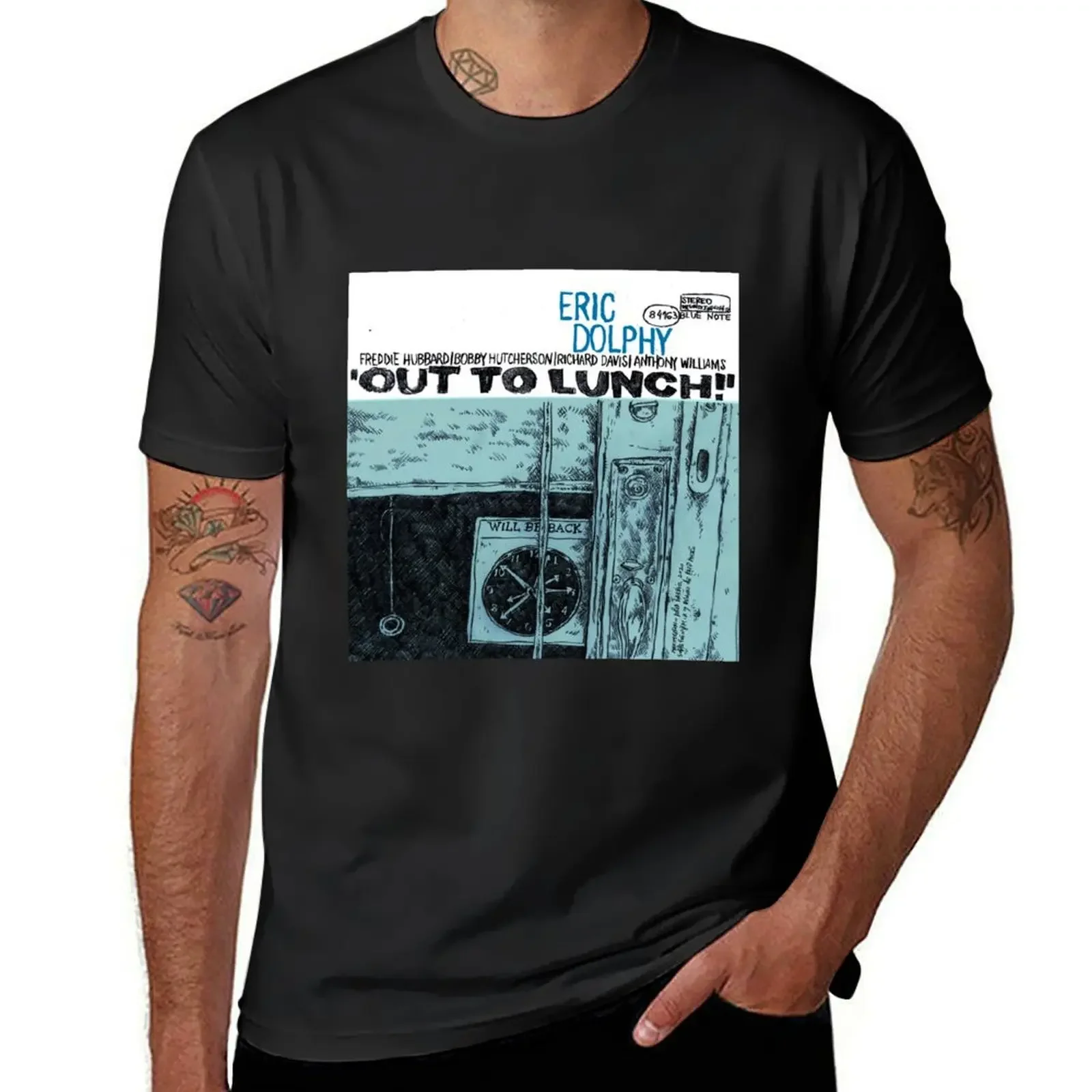 Eric Dolphy′s Out to Lunch! album cover redrawn by Maximiliano Lopez Barrios T-Shirt man clothes workout shirts for men