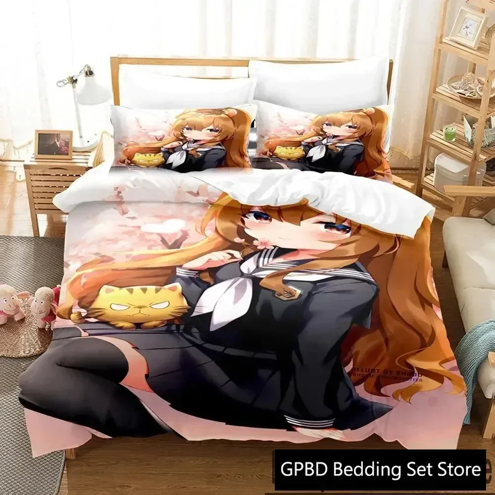Anime TIGER×DRAGON Toradora Comfortable Duvet Quilt Cover Pillowcase Bedding Set Children Bedroom Decoration Home Textile