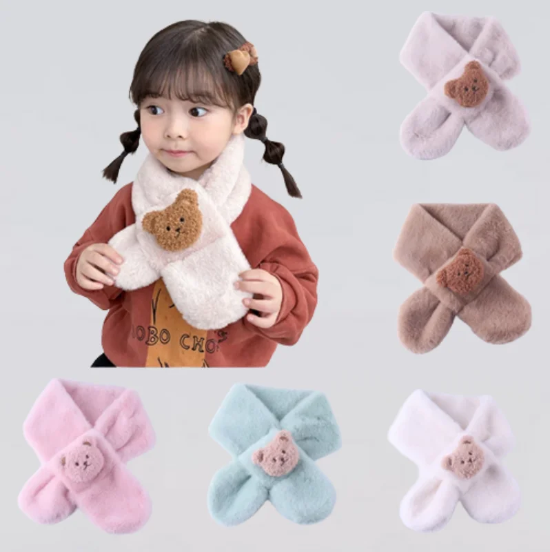 Kawaii Baby Scarfs Lovely Cartoon Doll Bear Shawls for Toddler Boy Girl Cute Scarf Autumn Winter Warm Baby Clothing Accessories