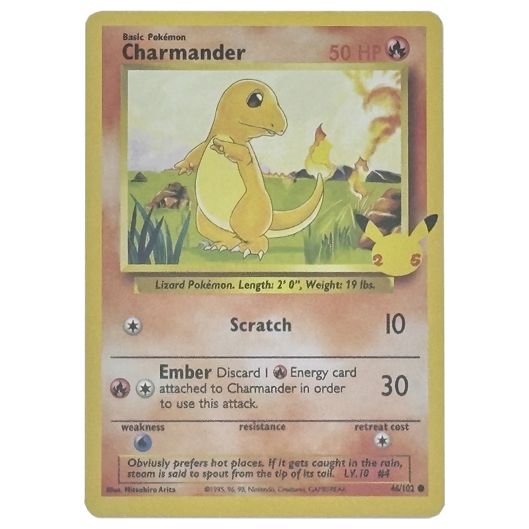 Diy Self Made First Generation PTCG Charmander Kawaii Collection Single Card Classic Anime Cards Gift Toys