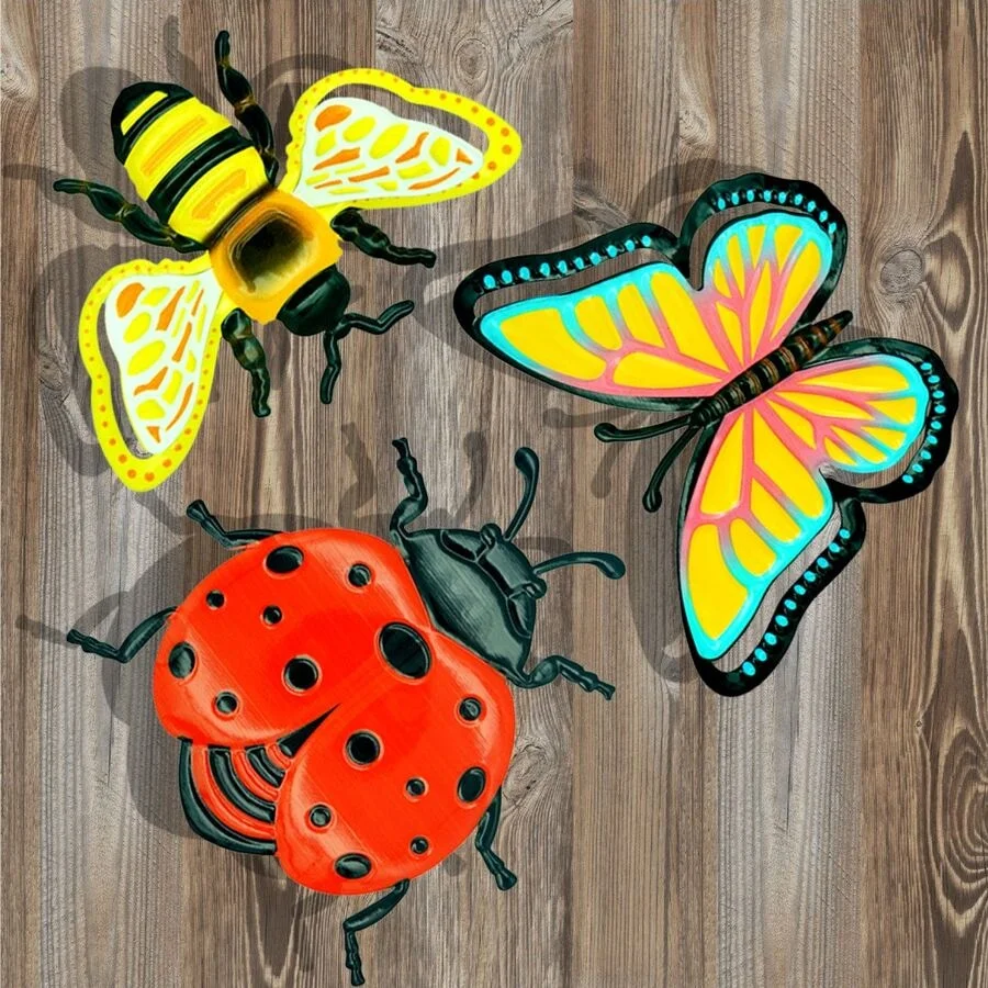 Metal Butterfly, Bee, Ladybug Wall Decor, Suitable For Outdoor Garden, Indoor & Outdoor Wall Decoration, Perfect Gift