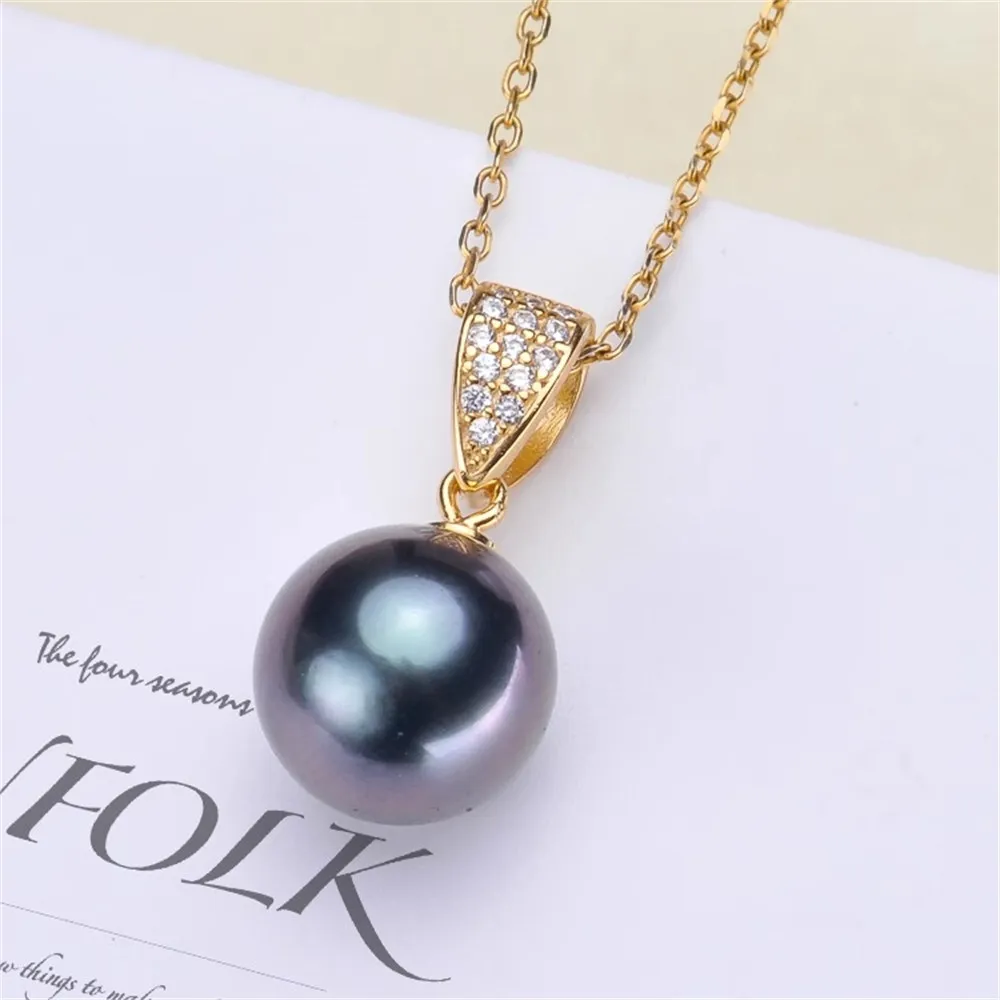 

DIY Pearl Accessories S925 Sterling Silver Pearl Jade Pendant Empty Female Necklace Pendant Fit 8-12mm Oval Beads D083