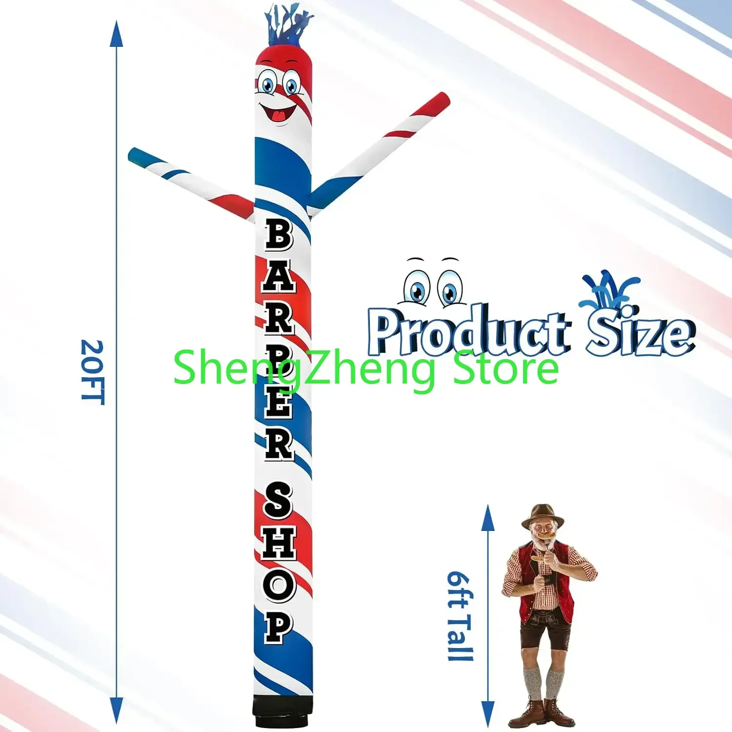 1Pcs Barber Shop Inflatable Tube Man 20' Tall Blow up Waving Arm Flailing Tube Man Air Giant Tube Guy  (Not Include Blower)