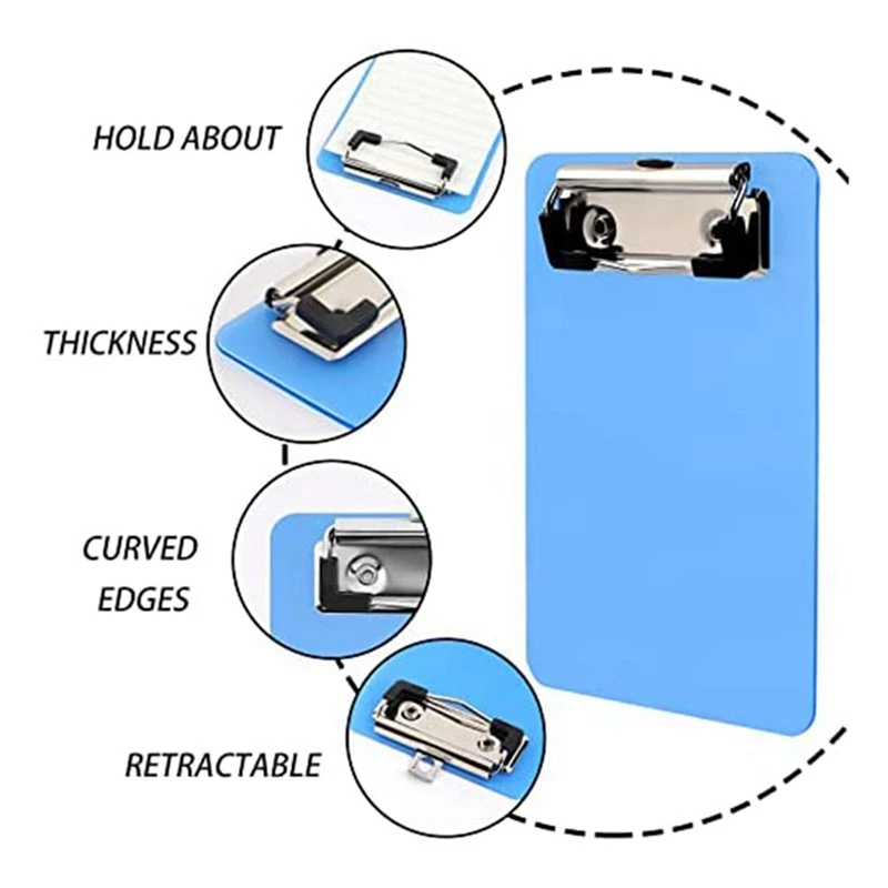 4Inch X 6Inch Mini Clipboard 4Pcs Small Clipboards Clip Board Notepads Clipboard Memo Size Pocket Plastic Clipboard