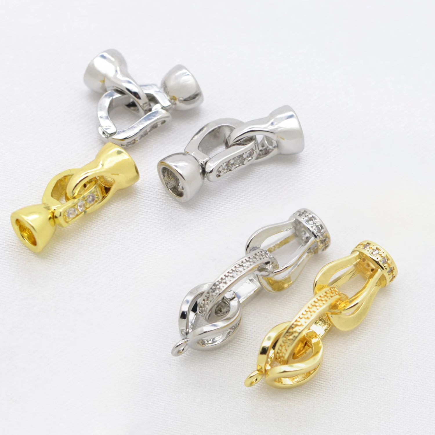 

Gold Silver Plated Inlaid Zircon Clasps for DIY Bracelet Necklace Clasp Jewelry Making Supplies Connector Findings End Buckle