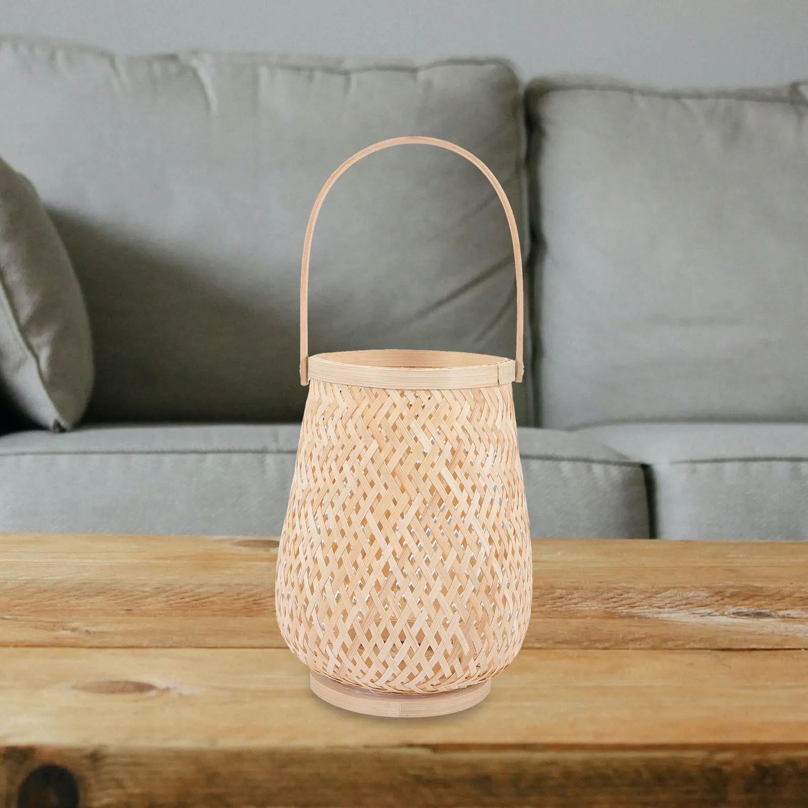 Bamboo Lantern Holder Handheld Woven Bamboo Lamp Shade for Indoor Hanging Or Table Use Warm Modern Ambience Christmas