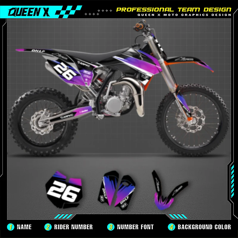 

Queen X MOTOR Cusotm Team мотоциклетная графика наклейки наборы для KTM SX85 2013 2014 2015 2016 2017 SX 014