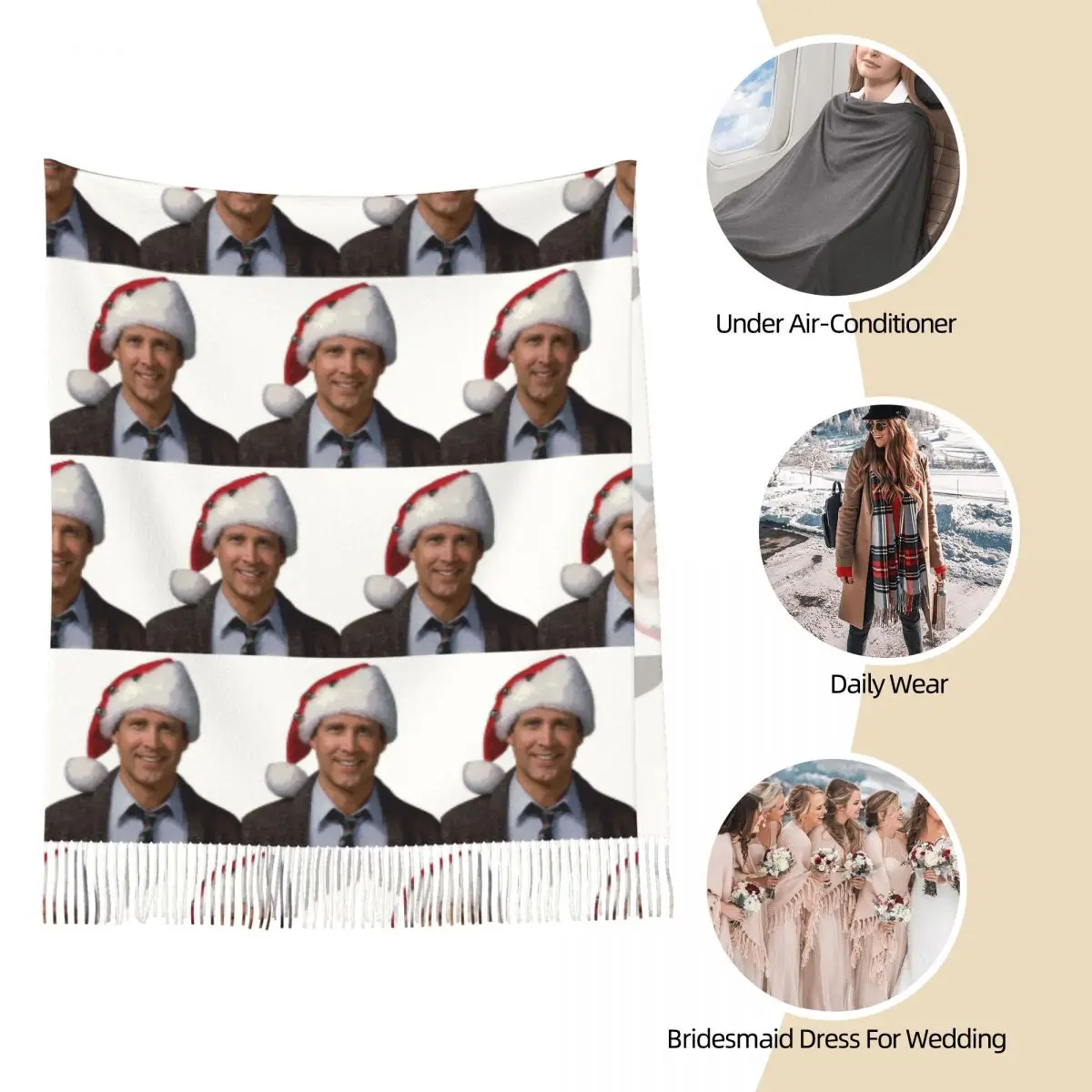 كلارك جريسوولد الوطنية لامبون 1989 وشاح شرابة الأوشحة النساء شالات دافئة لينة ويلتف طويل الخريف الشتاء شال التفاف #3