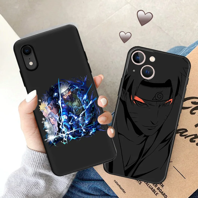 Phone Case for Apple iphone 16 Pro 15 12 11 13 Mini 14 Plus SE XR X XS Max Anime N-Narutos Kakashis Soft Black Anti-Drop Cover