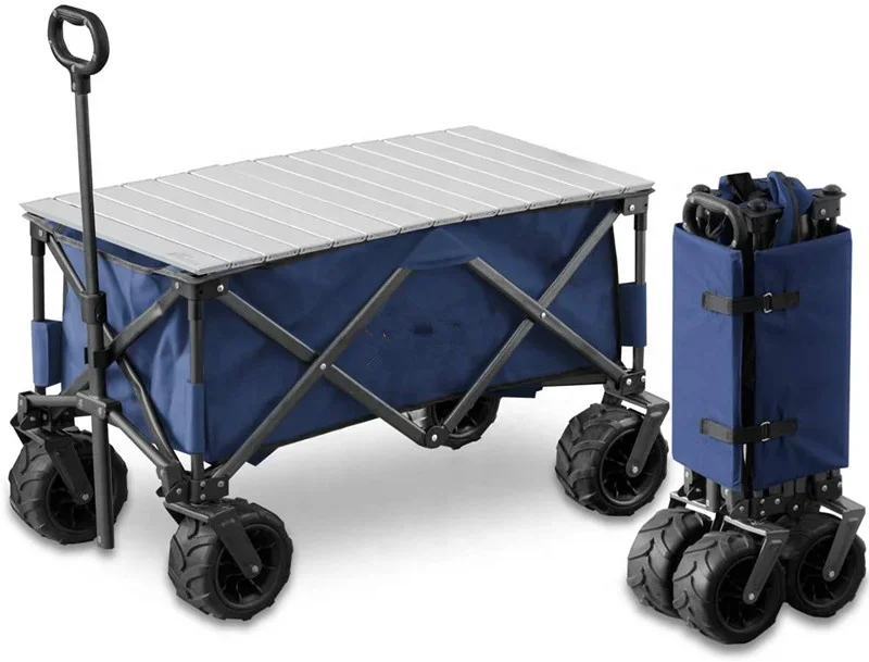 Carry Wagon Large Tires Folding Outdoor Wagon Carry Cart Multi Carry With Aluminium Folded Table