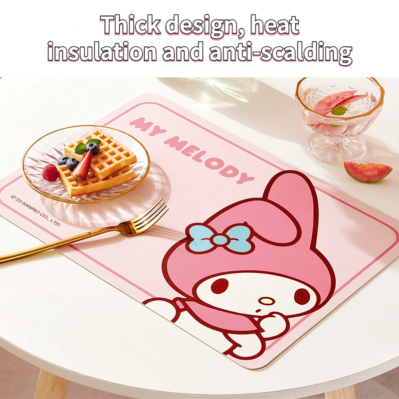 Kawaii Sanrio Cinnamoroll Hello Kitty Melody Insulated Placemat Anime Figure Water Proof Oil-Proof Anti-Scald Kitchen Supplies