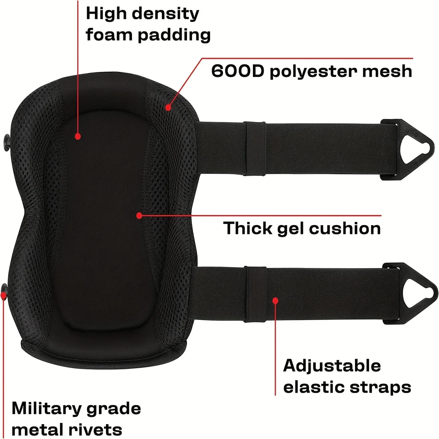 Professional Knee Pads for Work; Gardening & Construction Double Straps and Adjustable Clips;Industrial Heavy Duty Tactical