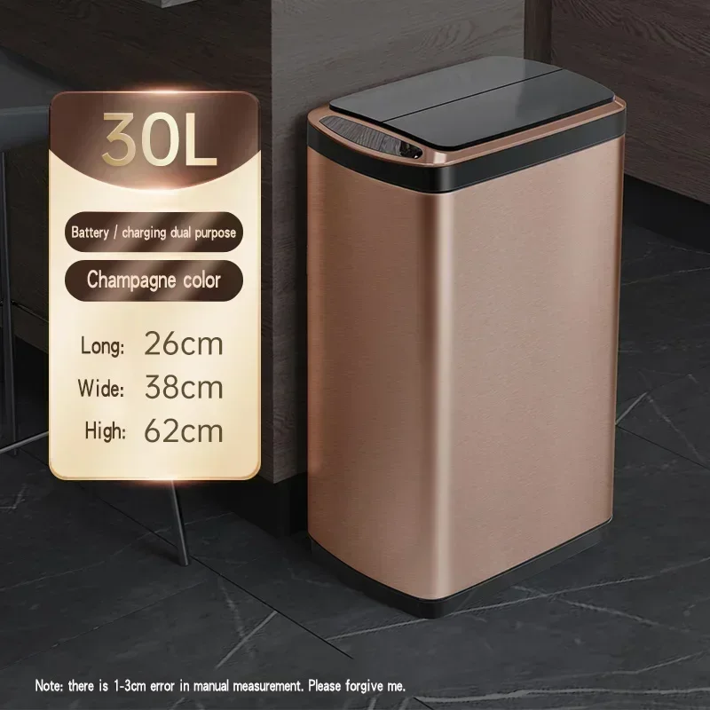 

20L/30L Intelligent Inductive Trash Can Creative Narrow Stainless Steel Electric Living Room Kitchen Bedroom Trash Garbage Bin