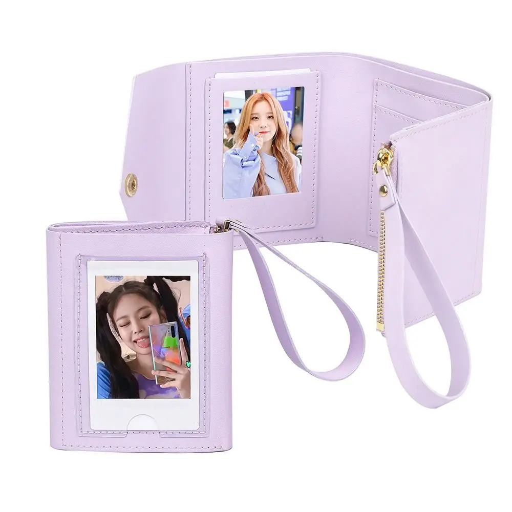 2024 PU Leather Folding Wallet Large Capacity Game Card 3-inch Photo Storage Case Women Fashion Photograph Pouch