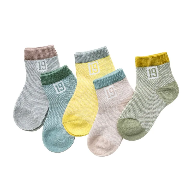 5Pairs/lot 0-1Y Infant Baby Socks Solid Summer Socks for Girls Cotton Mesh Cute Newborn Boy Socks Baby Clothes Accessories