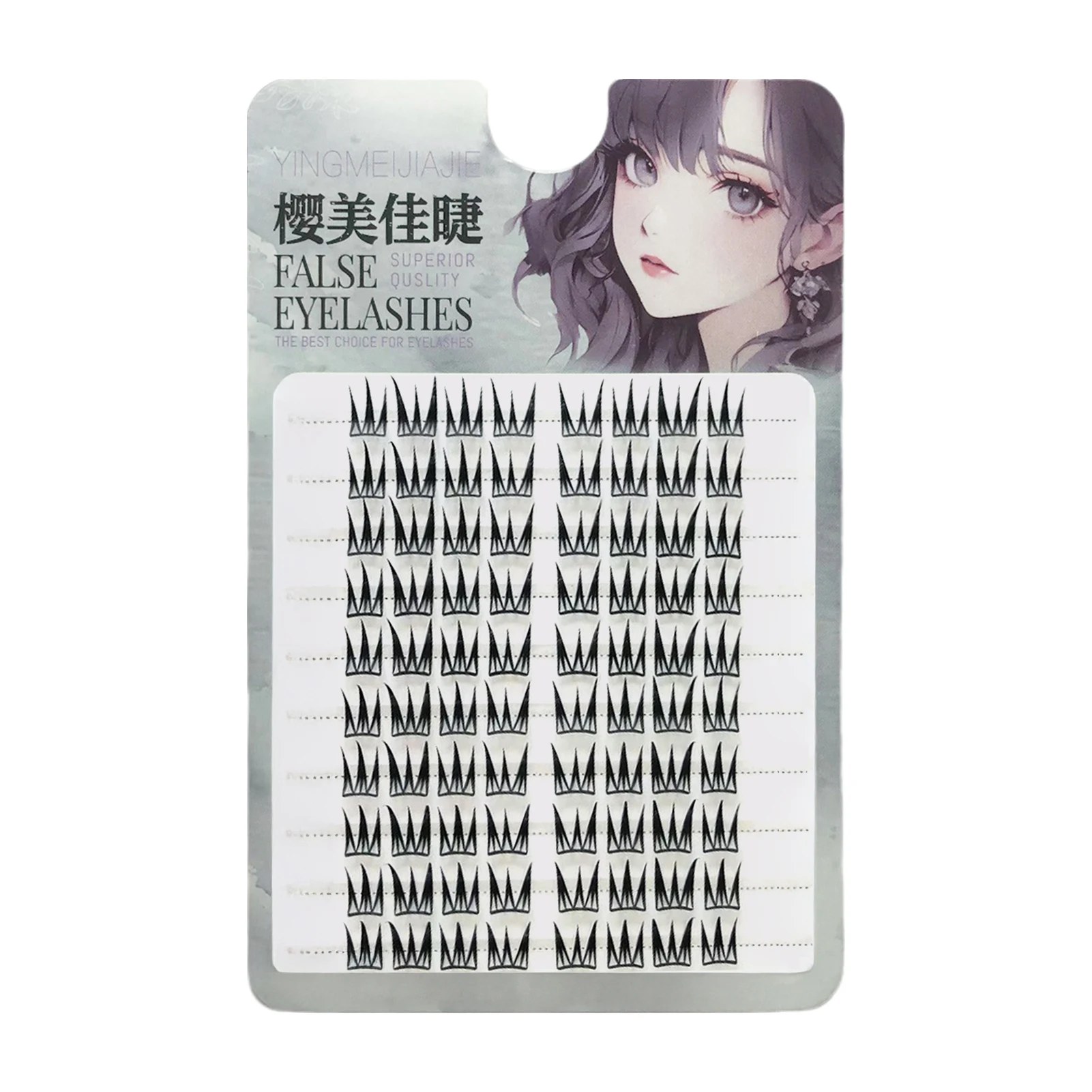 جديد دمية الرموش الصناعية على شكل حرف V الصليب رقيق الألياف الطبيعية مجعد الرموش الفردية مجموعات لاش تمديد رموش هزلية