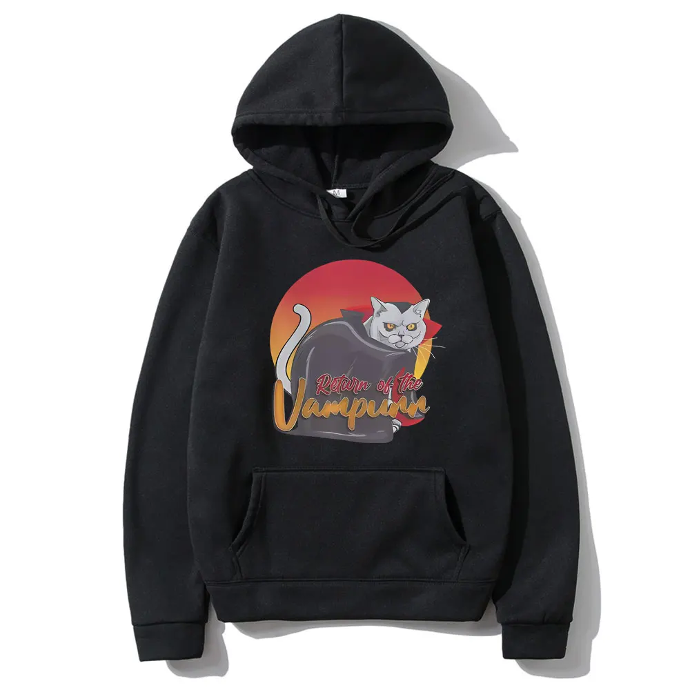 

The Return of Vampurr Cat Funny Meme Hoodie Male Casual Fleece Sweatshirt Men Women Horror Halloween Vintage Oversized Hoodies