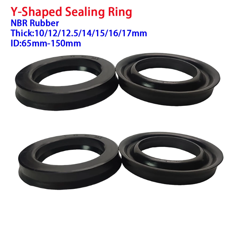 Black Y-Shaped Sealing Ring NBR Oil Seal Rubber High Temperature&Wear-Resistant Oil Seal ID 65mm-150mm Thick 10-17mm Seal Gasket