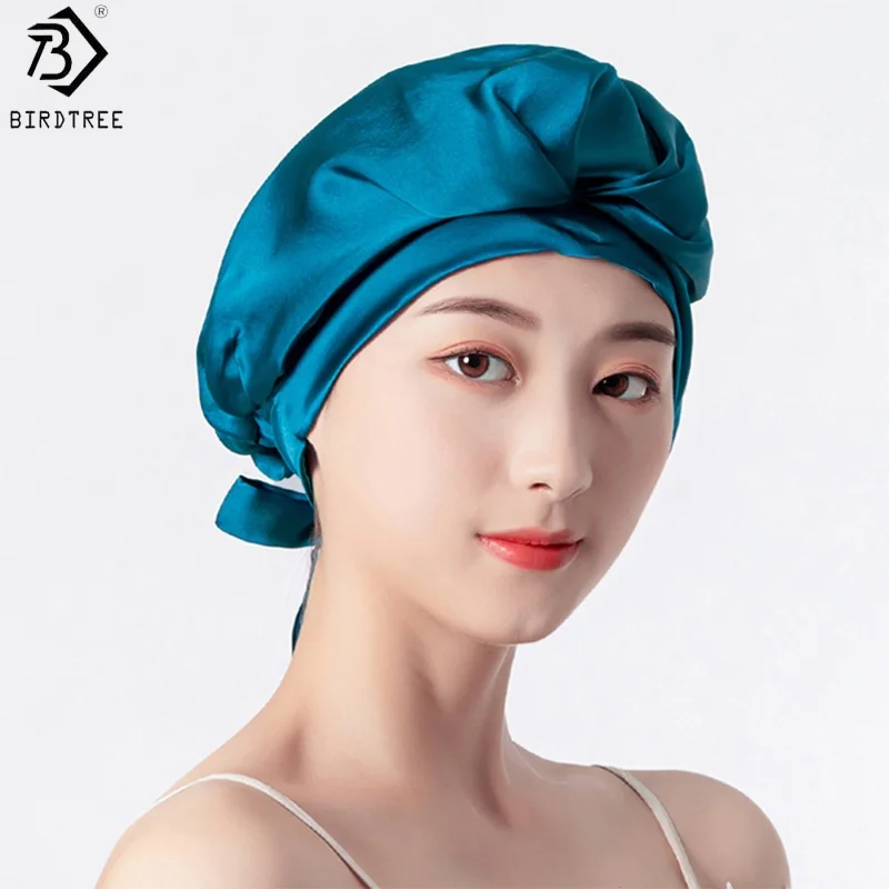 birdtree、16mm-100-本物のシルク製スリーピングキャップ、1層シャワーナイトキャップ、家事、料理、ヘアケア、ボンネットプロテクター-a62906jf