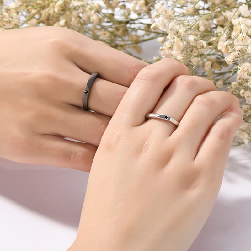 [In Spot]2 Pcs Sun Moon Matching Couple Rings Set for Women Simple Romantic Open Adjustable Ring Friendship Lover Jewelry Gift