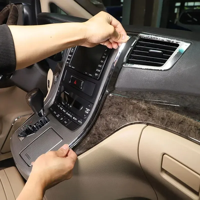 For Toyota Alphard 2011-14 ABS Black Car Center Console Air Conditioner Outlet Gear Trim Strip Interior Car Accessories LHD RHD