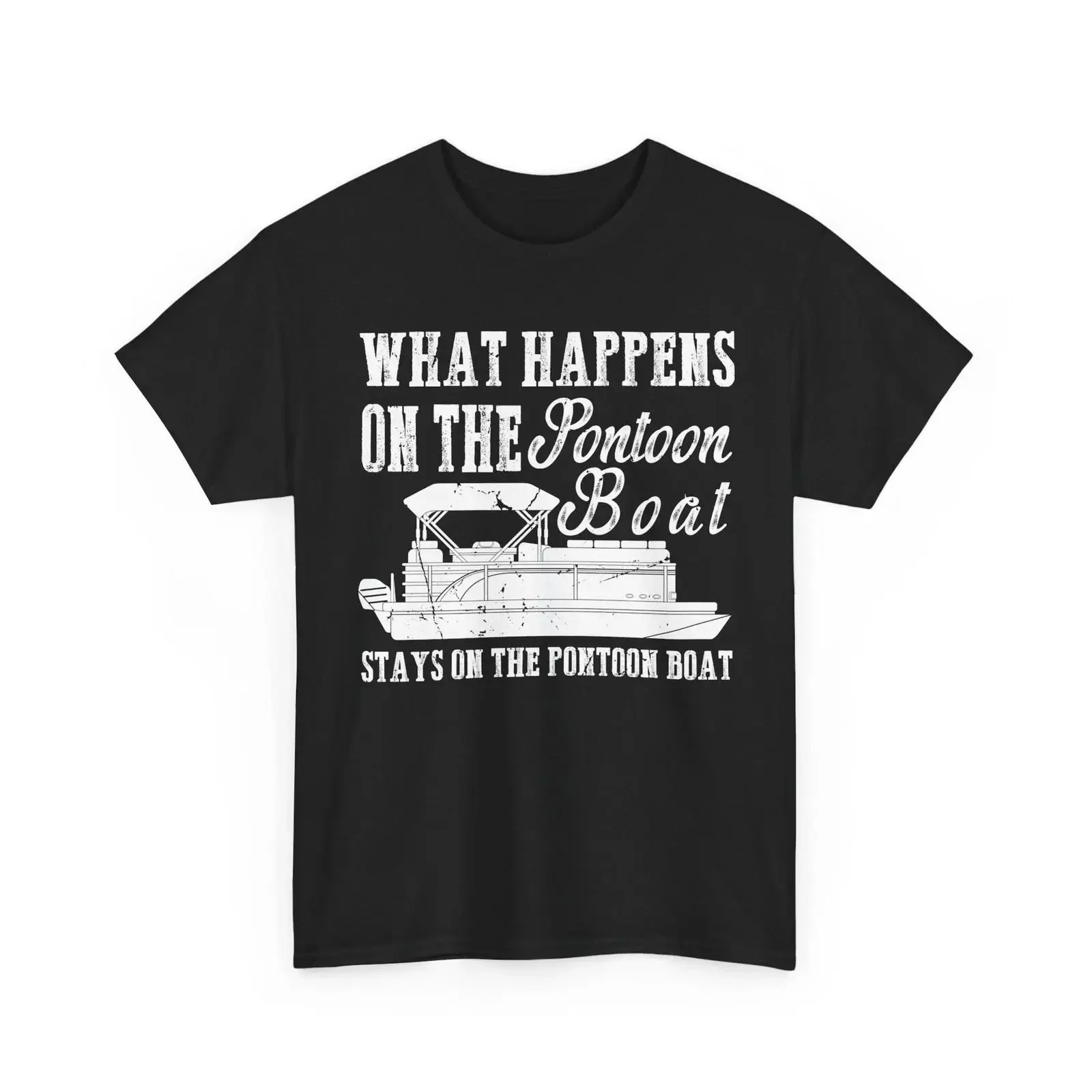 Captain T Shirt What Happens on the Pontoon Boat Boating Lovers vintage Washed Casual Versatile Stylish Breathable fashion