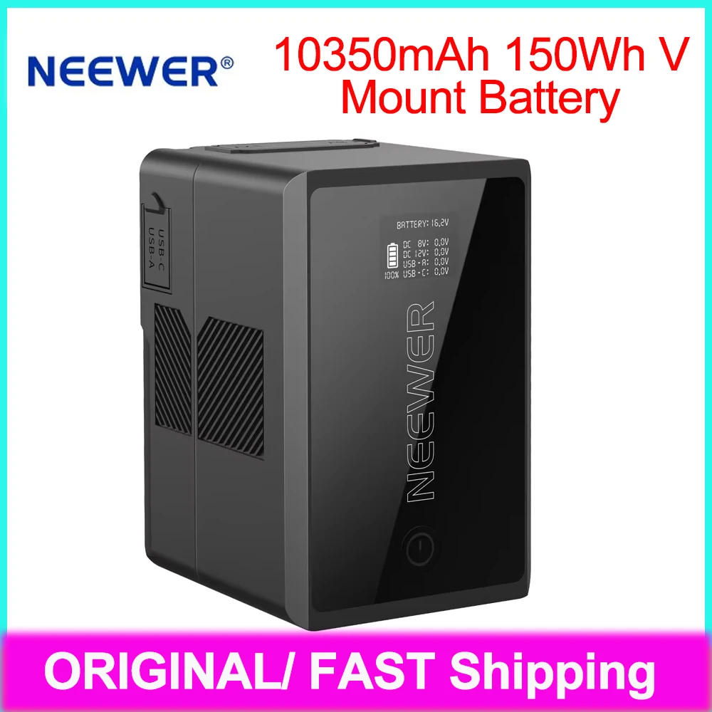 NEEWER 10350mAh 150Wh V Mount Battery PD Type C/D TaP/BP/USBA/Dual DC Port/OLED Display for Video Camera Camcorder PS150E