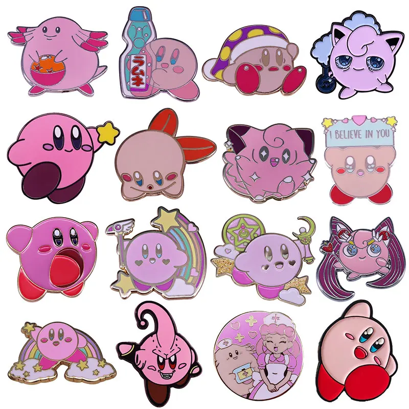 Anime Games Pink Kawaii Cartoon Enamel Pins Rainbow Metal Brooch Badge Fashion Jewellery Backpack Accessory Gifts