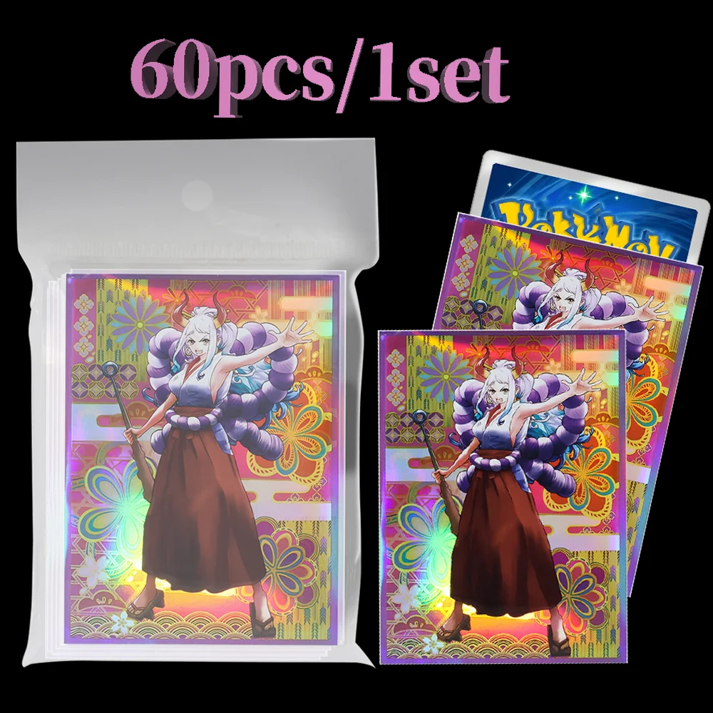 

67x92mm 60PCS Anime One Piece Yamato Foil Card Sleeves Holographic Outer Picture Protector Shinny Cover for Standard Size PKM