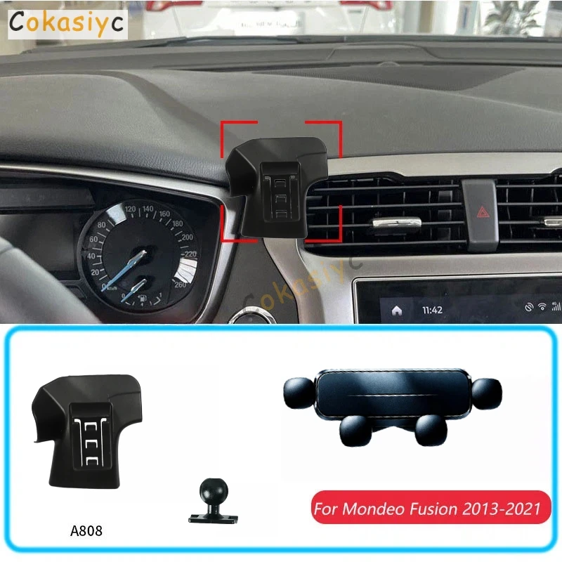 Car Phone Holder For Ford Mondeo Fusion MK5 2013-2021 Gravity Stand Mount Support Horizontal GPS Mobile Bracket Base Accessories
