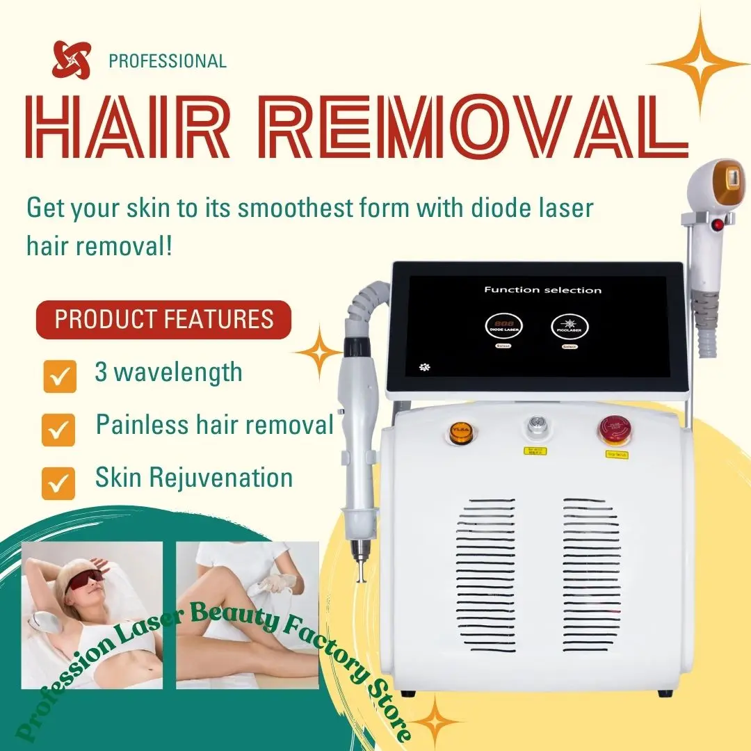 

2in1 Diode Laser and Picosecond Laser 808 Diode Laser Hair Removal Tattoo Removal Machine Multifunctional beauty instrument HOT