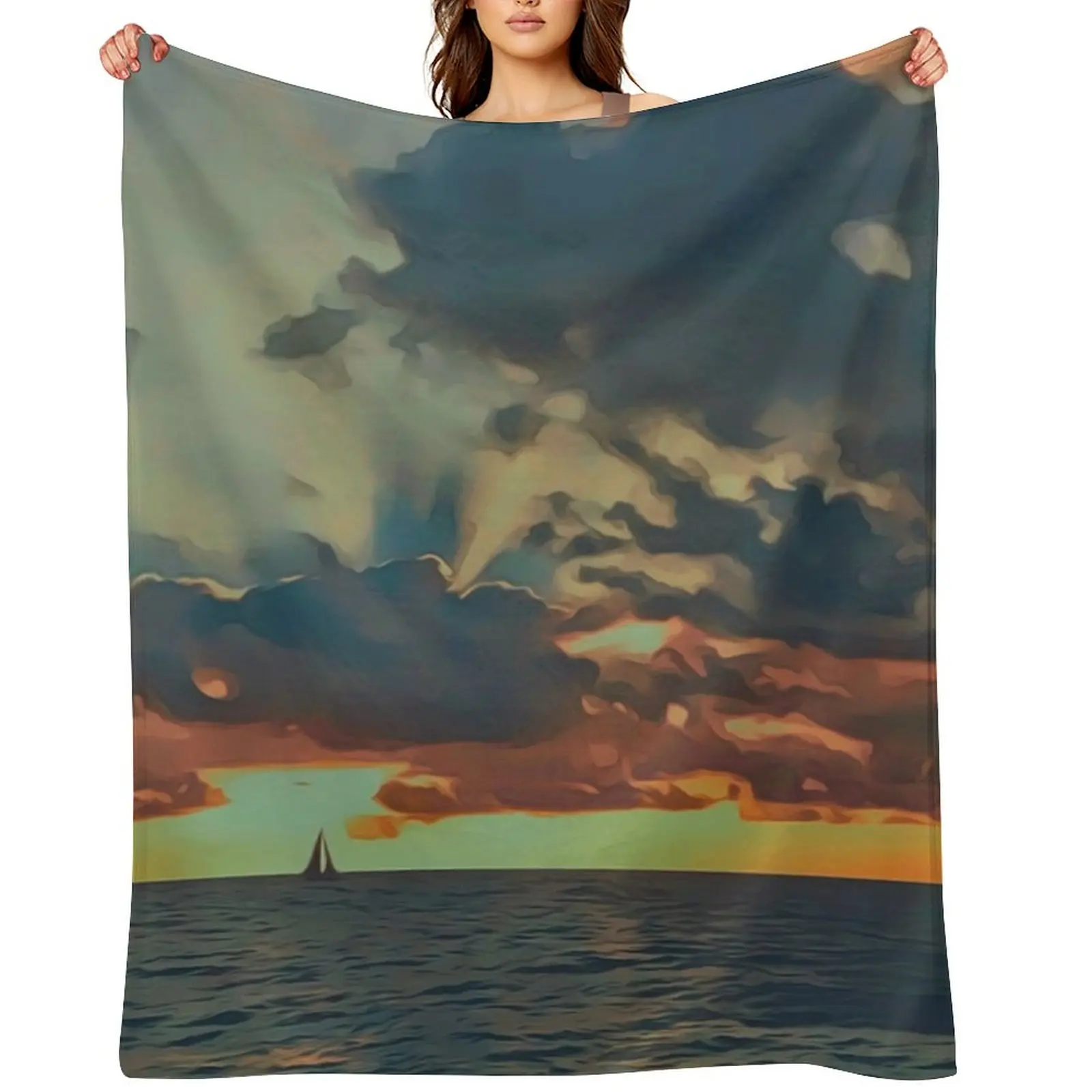 

Sailing the Bright Horizon Throw Blanket christmas gifts Extra Large Throw bed plaid Personalized Gift Blankets