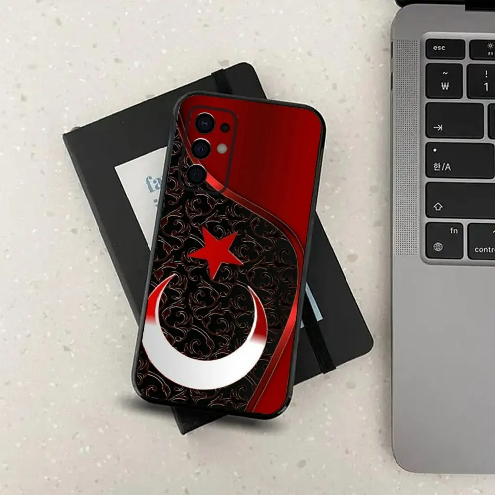 Capa de telefone com bandeira turca da Turquia para Samsung Galaxy A13, A21s, A22, A31, A32, A52, A53, A71, A80, A91 Capa preta