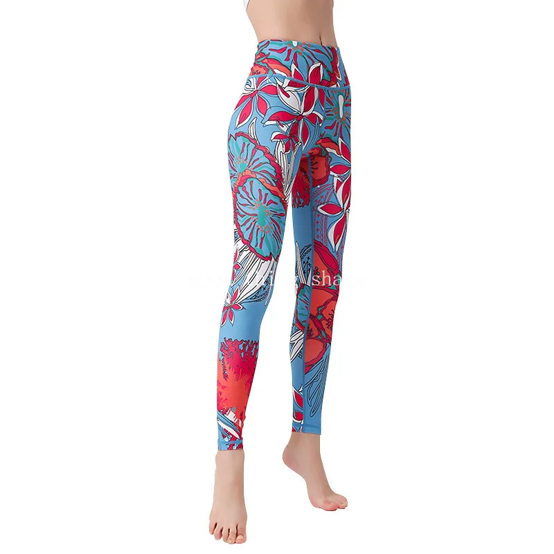 2024 neue Yoga hosen Damen hohe Taille enge Hüfte heben bedruckte Leggings Sport Fitness Yoga tragen