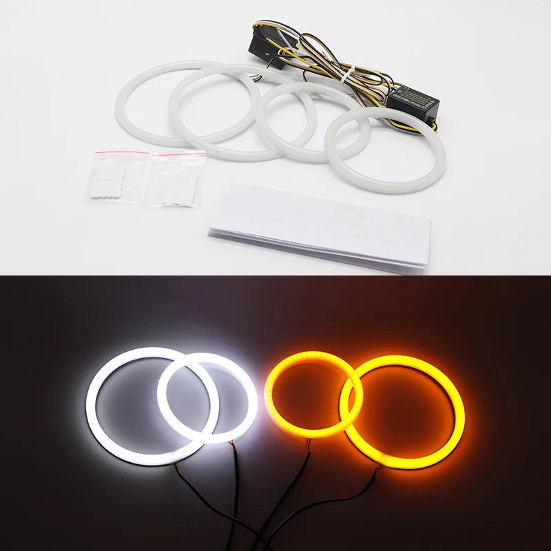 Stylizacja samochodu Podwójne białe żółte pierścienie LED Bawełniane światło Dla OPEL Astra H 2004-2007 pre lifting gen LED SMD Angel Eyes Kit