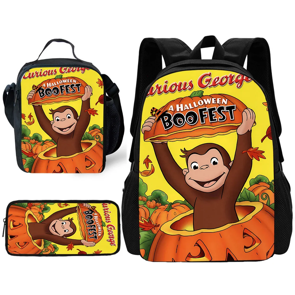 Детский школьный рюкзак в стиле аниме Curious G-George с сумками для обеда, сумками-карандашами, школьными сумками для мальчиков и девочек, лучший подарок
