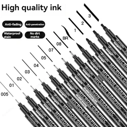 15 unids/set pluma de línea de gancho de caligrafía resistente al agua a prueba de decoloración punta de bolígrafo de micrón delineador fino letras rotulador de arte suministros de bocetos