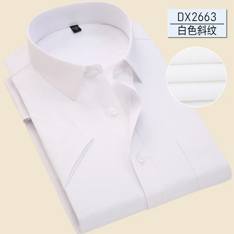 5XL 6XL 7XL large size Twill / Pure Color Thin Half Sleeve White Shirt Men Short Sleeves Fit Formal Male Social Shirts