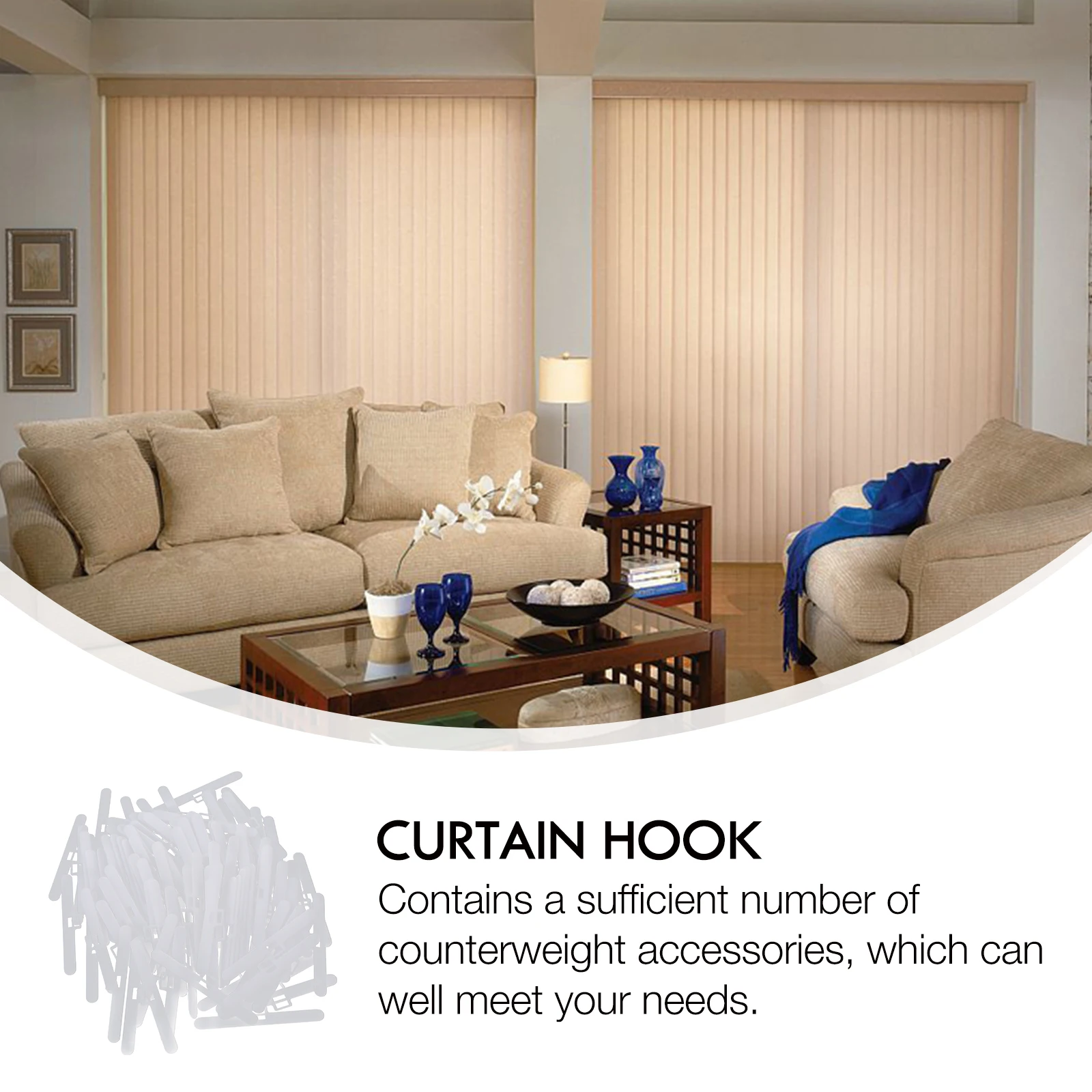 

100Pcs Double Hole Vertical Blind Repair Tabs Plastic Blinds Accessories Home Decoration Curtain Supplies Replacement